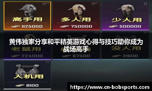 黄伟独家分享和平精英游戏心得与技巧助你成为战场高手